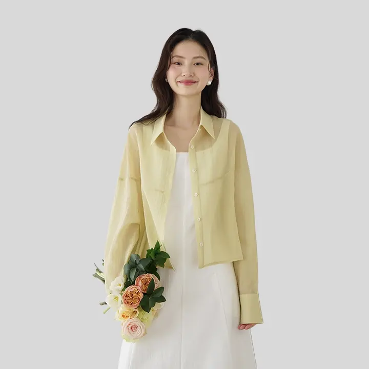 女性用 薄手日焼け防止シャツ【通勤用・ショート丈・涼感素材】