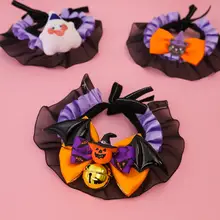 ハロウィンペットカラー【レース・南瓜・バットの羽・リボン付き・大型犬用】