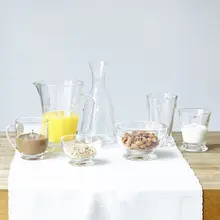 浮彫りガラス製フルーツサラダボウル【高脚・デザート・朝食用オーツ・アイスクリーム用】
