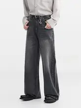 トレンド感満載のウォッシュ加工デニムワイドパンツ【ルーズフィット・ストレート】（セットアップ対応）