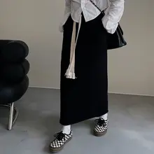 ハイウエストロングスカート【特大サイズ・コットン・フィット・ドローストリング】