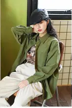 デザイン性の高い女性用重ね着シャツ【秋季向け・抹茶グリーン・カジュアル・OL用】
