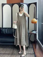 リネン製ノースリーブワンピース【極簡スタイル・リラクシングファッション】