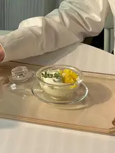 フタ付きガラス燕窝碗【透明・家庭用・金縁・耐熱】（セットアップ対応）