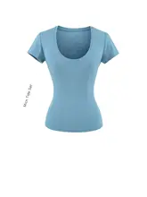 絶妙な肌見せのダブルネック小フレア袖Tシャツ【女性用・短袖・夏用・スタンダードフィット】