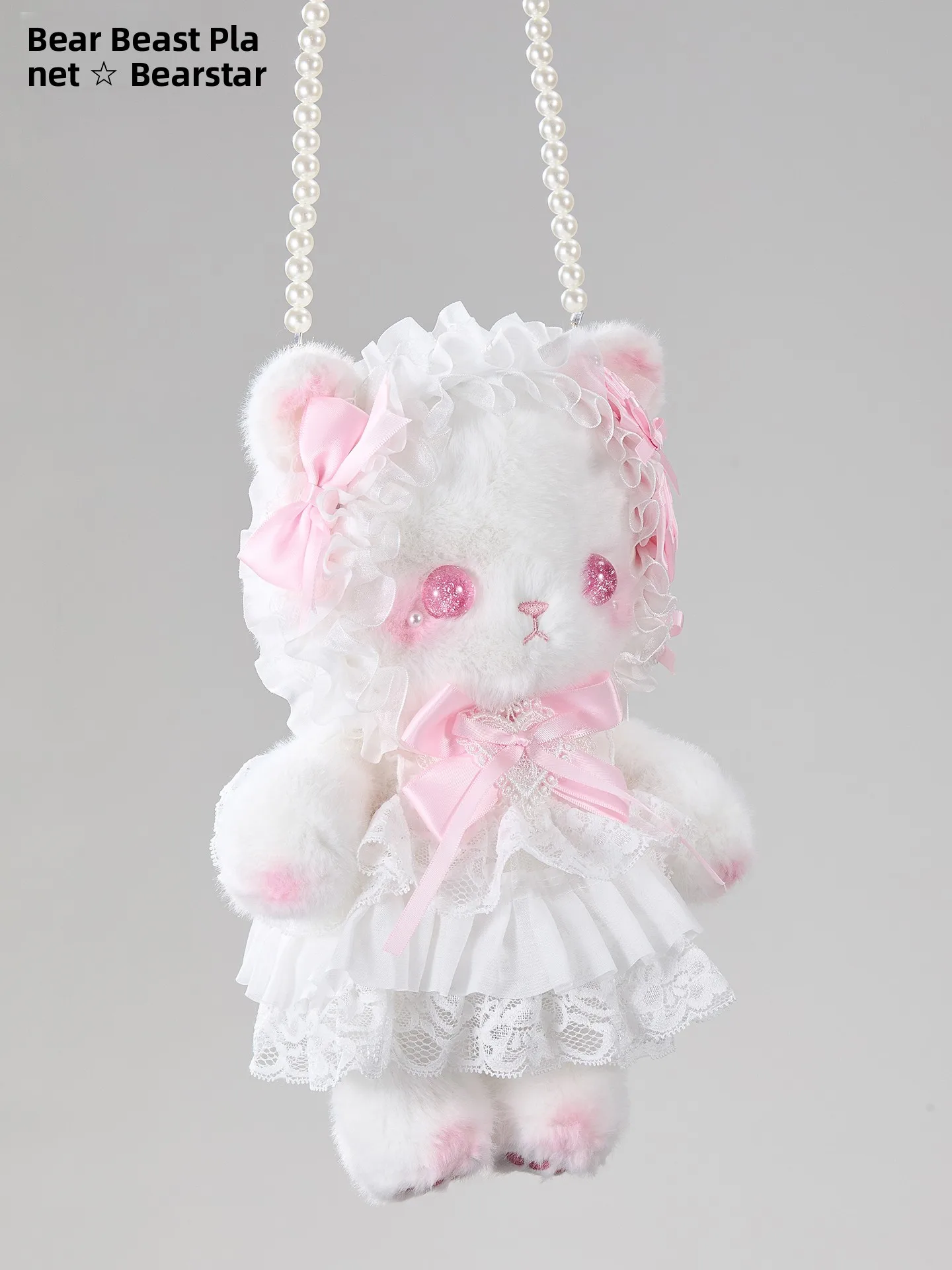 猫デザインのピンク色ハンドメイドぬいぐるみバッグ：斜め掛け・ショルダーに最適な女性向け雑貨