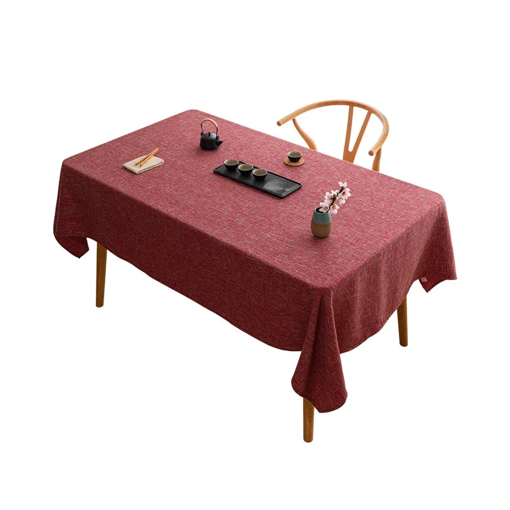 高級感あふれるシンプルなテーブルクロス：リビング用マルーンレッド四角形140×260cmの実用性と設置ガイド