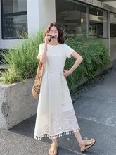 重厚感ある透かし編みフリンジタンクトップとワンピースドレス【春夏用・デザイン性・魅力的な2点（セットアップ対応）】