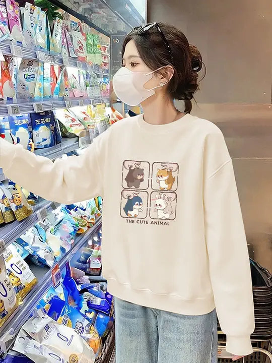 丸首フリーススウェットジャケット【ゆったりシルエット・秋冬用・スタイリッシュ】