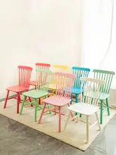 ウィンザーデザインのカラフルな木製ダイニングチェア【マカロンカラー・高い背もたれ・ナチュラル素材】