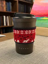保温カバー付きニットコーヒーカップカバー【麻花編みデザイン・毛糸製】