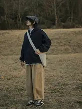 メンズ 無地 フーディー ジャケット【春秋用・ルーズフィット・ジッパー付き】
