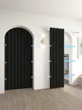 磁気吸着ドアカーテン【穴あけ不要・ブラック・試着室用・仕切りカーテン】