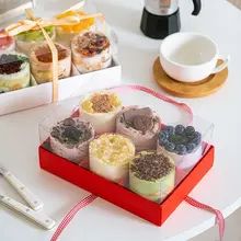 赤い2インチムースケーキボックス【4分割デザイン・お菓子用・焼き菓子ギフトボックス】