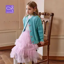 ニットカーディガン キッズ ガールズ 無地 ヴィンテージ 着回し 春秋「LittleNaive」