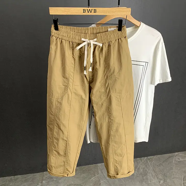 カジュアルカーキ色 メンズハーフパンツ【極上の柔らかさ・工装スタイル・夏用・フィット】