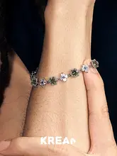 雪花のジルコニアブレスレット【オリーブグリーン・ジェムブルー・メンズ・ヒップホップスタイル】