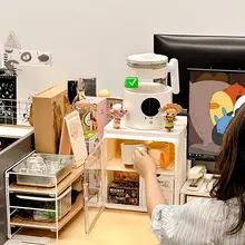 卓上収納ラック 2段 防塵 デスクオーガナイザー デスク周り オフィス 植物 カップ ティーバッグ 小物収納 サイドラック