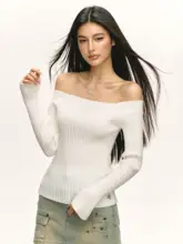 アメリカンスタイルのレトロニットトップス【春用・フィット・女性用】