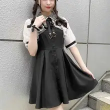 ロリータスタイルの心型ペンダント付き大きいサイズワンピース