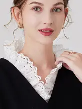 花弁デザインのかわいいコットンシャツ風のフェイクカラー【冬用・ホワイト】