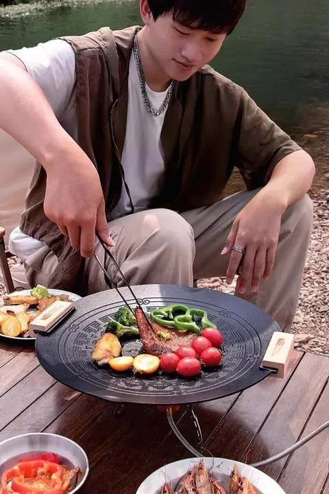 タクムラ アウトドアキャンプ焼肉プレート【カセットコンロ用・マイファンストーン・家庭用・フライパン】