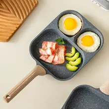麦飯石製三孔卵焼き器【ノンスティック・平底・四格】