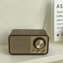 Bluetoothスピーカー 木製 アンテナ付き ラジオ 重低音 ポータブル レトロ おしゃれ 撮影小物