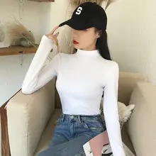 黒のハイネック長袖トップス【薄手・フィット感・秋冬用】