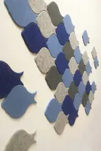 魚群デザインの3D立体壁貼り【エコ・モダン・防衝撃】