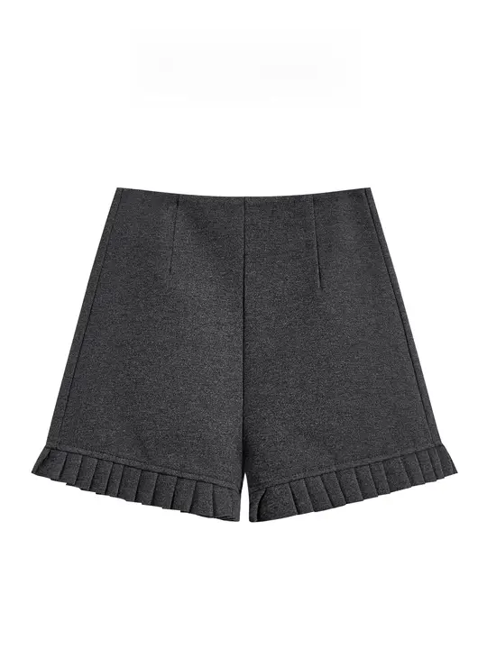 ショートパンツ レディース フリル 韓流 ハイウエスト Aライン ワイド 着回し 秋冬