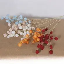 赤い花弁の造花ブーケ【灯篭果デザイン・結婚式装飾用・大枝タイプ】