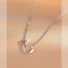 シンプルなダブルリングネックレス【夏用・女性用・デザインアクセサリー】