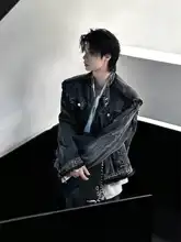 デニムジャケット メンズ ショート丈 パッド入り 切りっぱなし ウォッシュ加工 きれいめ アメカジ ヴィンテージ ストリート