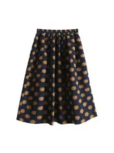 冬用ウールフレアスカート【ドット柄・ミディ丈・エレガントデザイン】