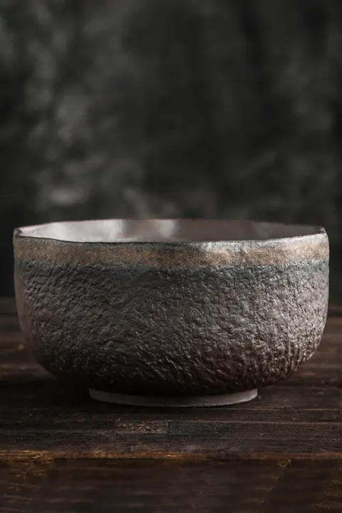 大号粗陶茶洗【手作り・日本式・ハンマーテクスチャ】