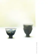 清物堂 手描き青花瓷 茶杯【柴窯製・35cc・民芸品】
