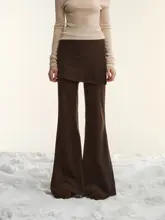 不規則デザインのレイヤード風ニットパンツ【スタイル・フレア】（セットアップ対応）