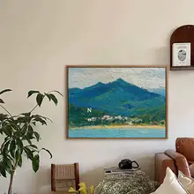 手描きのレトロな風景画 壁画【書斎用・独特な肌理】