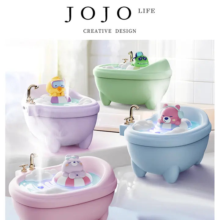 かわいいデザインのデスク用バスタブ加湿器【多色のムードライト付き】