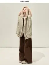 ストライプデザインのウサギ耳付きフード付きパーカー【 ゆったりシルエット・大きいサイズ対応】（セットアップ対応）