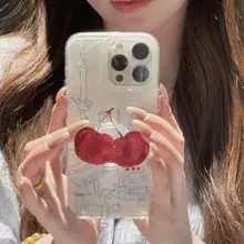 デザイン性に優れたチェリー柄スマホケース【スタンド機能付き・フランス風・女子向け】