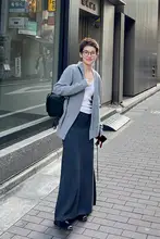MsDidion 羊毛混紡 秋冬用ハイウエストニットスカート【高密度・変形防止・グレー】