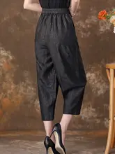 梨型シルエットのサテン素材ランタンパンツ【七分丈・カジュアルスタイル・シルク使用】