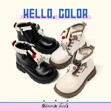 カートゥーンデザインの厚底ショートブーツ【女児用・加熱保温・マーチンブーツ】