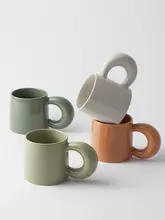 北欧風 シンプルデザイン 陶器製 マグカップ【家用・コーヒー・ティー・ミルク用】