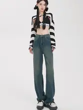 高腰デザインのワイドレッグデニムパンツ【秋冬・小柄向け・極上の柔らかさ・ストレート】