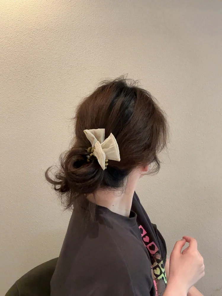 布製リボンヘアゴム：法式デザインの高弾力発飾アイテム
