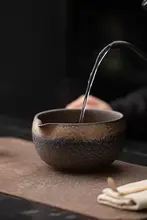 鎏金鉄釉抹茶セット【復古スタイル・茶筅付き】（セットアップ対応）