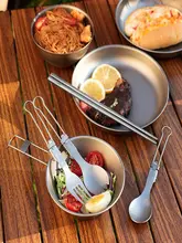 TOOTS アウトドア用純チタン食器セット【折りたたみ可能・スプーンとフォーク・携帯用】（セットアップ対応）